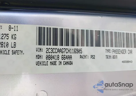 2012 Chrysler 300 z USA, uszkodzony, nr VIN 2C3CCAAG7CH116905